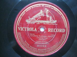 Victor PATENTS LABEL 78rpm CARUSO 10 Phonograph Record CAVELLERIA 