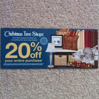 20% Off ENTIRE PURCHASE Christmas Tree Shops store gift coupon card 