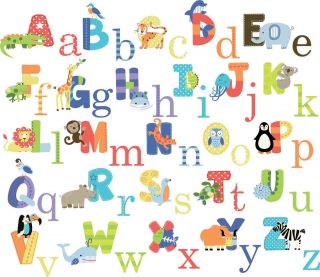 CC New Educational Animal Alphabet Wall Sticker Decals kids boys girls 