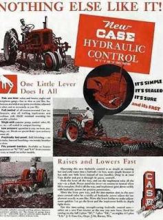 1949 Case Tractors Hydraulic Control Vintage Farm Ad