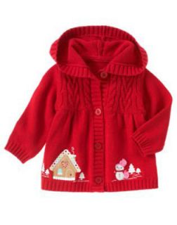 NWT GYMBOREE COZY CUTIE SWEATER Size 2T 4T 5T Red Hooded Cardigan 