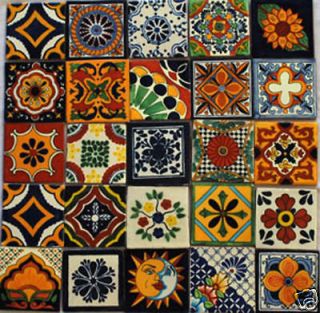 25 Mexican Talavera Ceramic 4x4 Tile Decor # 511 █ SALE