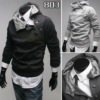 Mens Slim Zip up Top Design Hooded Hoodies Jackets Coats Tops 4Color M 