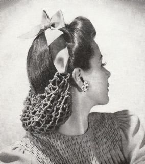 Stylish Vintage 1940s crochet half snood pattern  bridal/wedding free 
