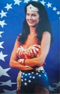   WOMAN POSTER ~ BLUE STARS 22x34 Lynda Carter TV Pinup DC Comic Book