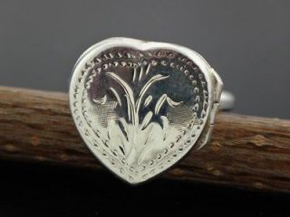 925 Silver Heart Locket Ring Size 7