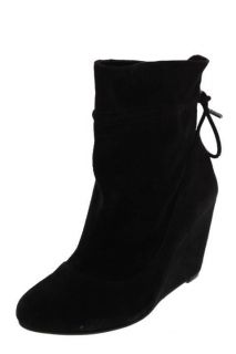 BCBG NEW Wessy Black Suede Signature Covered Ankle Wedge Boots Shoes 6 