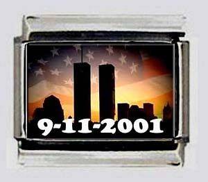 11 WTC Twin Towers New York W/ USA FLAG photo Italian 9mm Charms for 