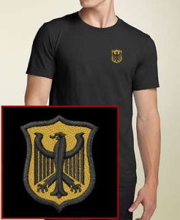 German Crest / Germany EMBROIDERED Black T Shirt