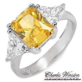 55ctw Yellow CZ and Sterling Silver Ring by Charles Winston