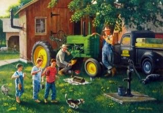 Old Time Service John Deere Childern Print By Charles Freitag 10 x 