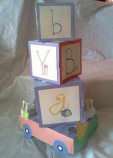 Set of 2 Centerpieces Blocks Boy Girl Baby shower party supplies 