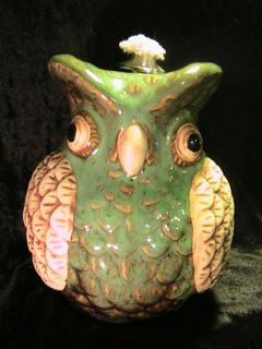 Ceramic Owl Oil Lamp Figurine ~ New Condition / Never Used