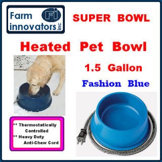 HEATED ELECTRIC DOG CAT PET WATER BOWL DISH OUTDOOR WATERER BLUE 