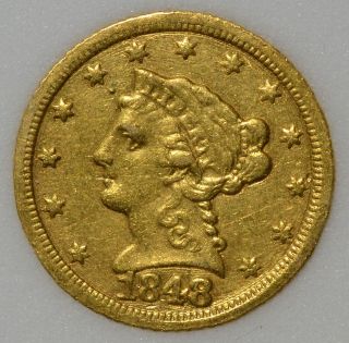 1848 C $2.5 *RARE* Gold Charlotte Quarter Eagle AU++ Almost 