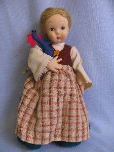 12 LENCI BC CHARACTER GIRL with CHICKEN Felt c1940