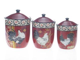 Certified International La Provence Rooster 3 piece Canister Set 