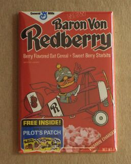 Baron Von Redberry FRIDGE MAGNET cereal box red baron berry vintage 