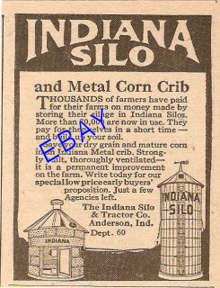 1924 INDIANA SILO & METAL CORN CRIB AD ANDERSON INDIANA