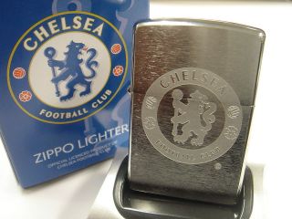 Chelsea FC Official Engraved Crest Brush Chrome Zippo Lighter (200CFC 