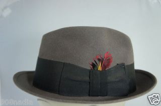 VINTAGE MANS FEDORA GRAY HAT KNOX SIZE 7 FEATHERS