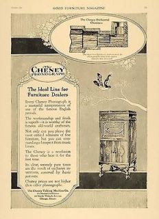 1919 Ad Cheney Talking Machine Phonograph Wood Cabinet   ORIGINAL 