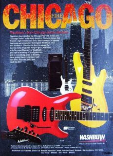 Vintage WASHBURN Chicago Fire Guitars ADVERT 1989 Ad