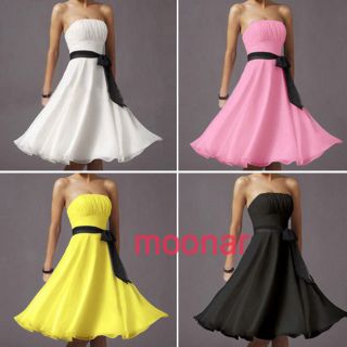 New Chiffon Formal Gown Evening Off Shoulder Dress Wedding 4 Colors 