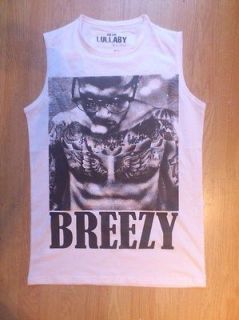 Chris Brown Men Vest Top T shirt Breezy Smoking Tshirt SALE