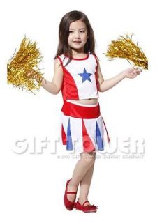 NEW Cheerleader Kids Halloween Costume Dress Skirt Outfit Cosplay Girl 