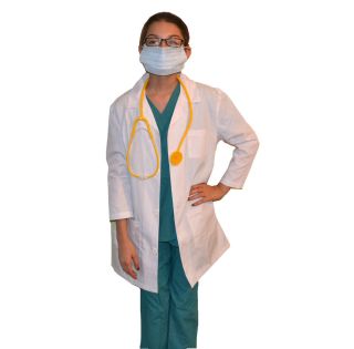 Kids Doctor Costume with REAL Scrubs, Lab Coat, Mask, and Stethoscope