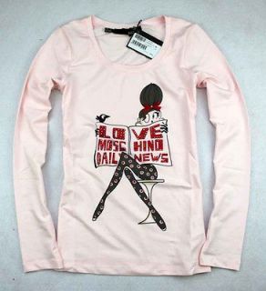   girls Diamond Love Moschino Logo Book T shirt Size S XL pink 18126