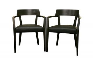 Wenge Wood Dining Chairs w/ Black Faux Leather Seats