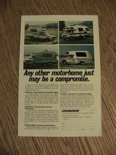 1978 advertisement CHINOOK MOTOR HOME VINTAGE AD gazelle concourse 