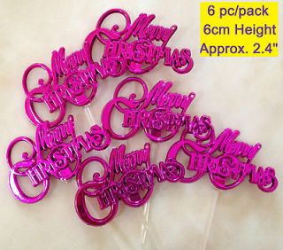 6x Cupcake Pick Cake Topper Puffy Christmas Tree Fruit Party Food 