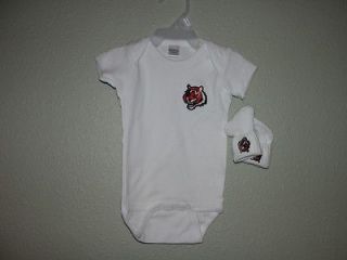 Cincinnati Bengals Baby Onesie 0 3 Months with Socks White NWOT