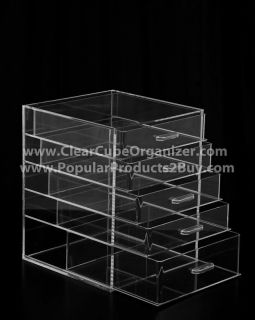 Acrylic Makeup Organizer W/Drawers Clear Cube Cosmetic