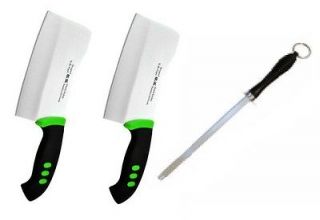   Steel Chinese Knife Heavy Cleaver Meat Bone+Knife Sharpening Rod