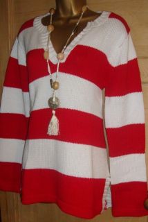 NEW LADIES WOMANS WINTER WARM COTTON JUMPER RED WHITE SIZE 10 TO 24 UK