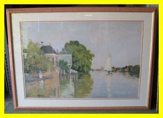 Claude Monet ~ Huge Framed Landscape near Zaandam 41 x 27 Reproduction 