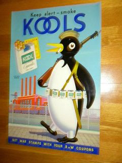 Kools Kool Cigarettes Soldier Penguin War Stamps Advertisement WWII 