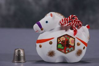 WHITE HORSE, ORNAMENT BELL, CERAMIC, 3 INCHES LONG, 2 3/4 INCHES TALL,