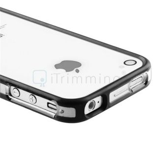 Clear/Black Bumper TPU Skin Soft Gel Rubber Case Cover for iPhone 4 