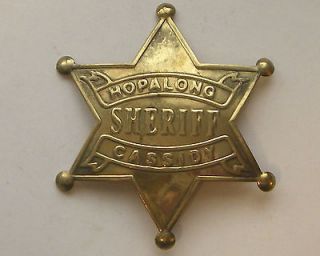 HOPALONG CASSIDY BRASS BADGE SHERIFF POLICE WESTERN