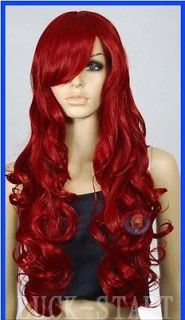 33 inch Hi_Temp Series Dark Red Curly wavy Long Cosplay Wigs