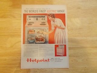 1958 HOTPOINT AD PINK STOVE RANGE STANDING RIB ROAST IN OVEN
