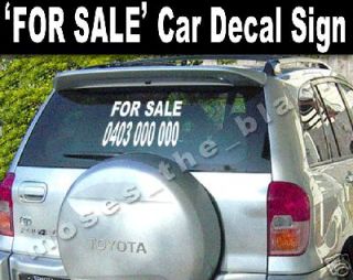 FOR SALE Car Sign Decal, FREE POSTAGE within Australia