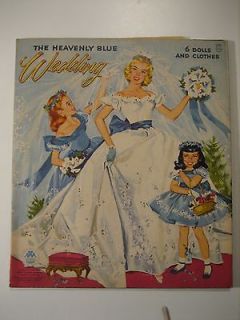 Collectible 1955 Merrill Paper Dolls The Heavenly Blue Wedding 6 Dolls 