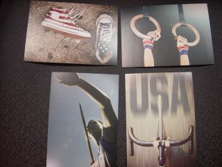   of 4 USOC Blank Cards   (Rings, Javelin, Cycle, Tennis Shoes)   NEW