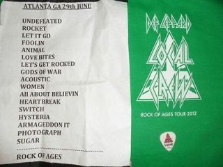 2012 Def Leppard Rock of Ages Tour Crew PKG Crew Shirt, SETLIST, Pick 